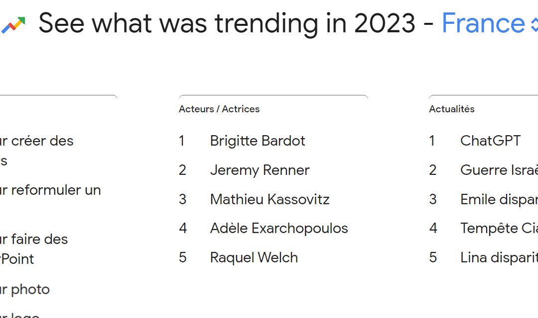 Les termes les plus recherchés en France en 2023