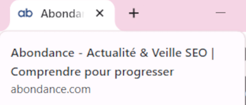Balise title du site Abondance dans l’onglet