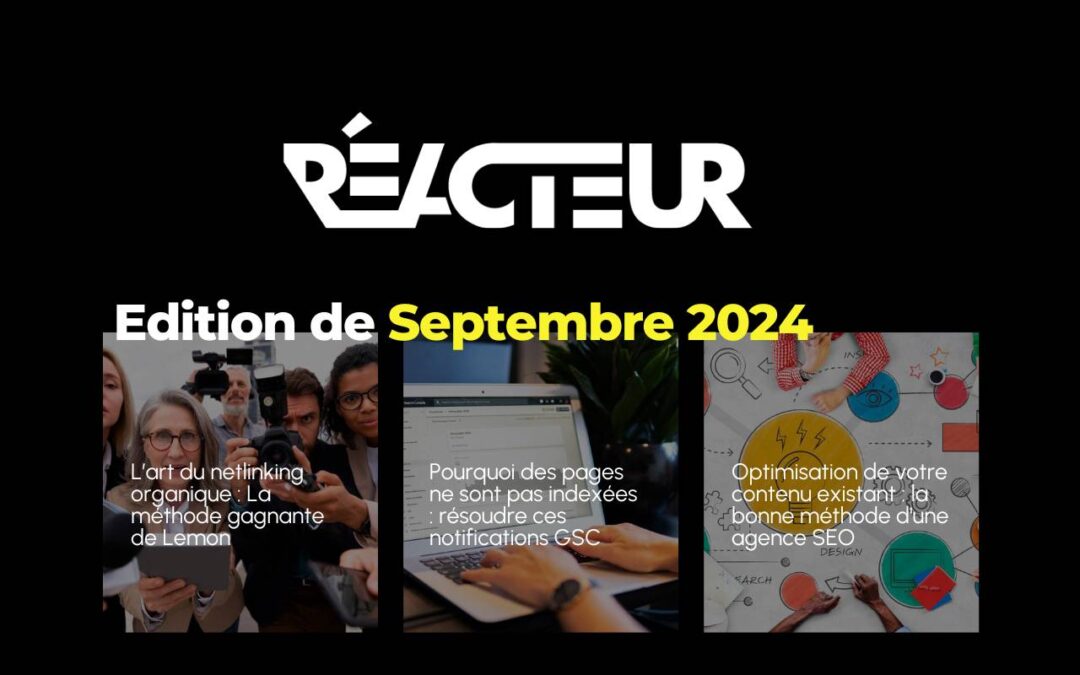 Reacteur.com : Etude de cas Lemon, pages non indexées… – L’édition de Septembre  2024