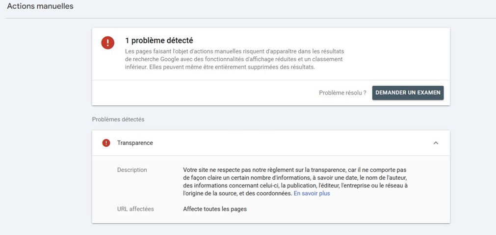 Google Discover : non respect des règles de transparence