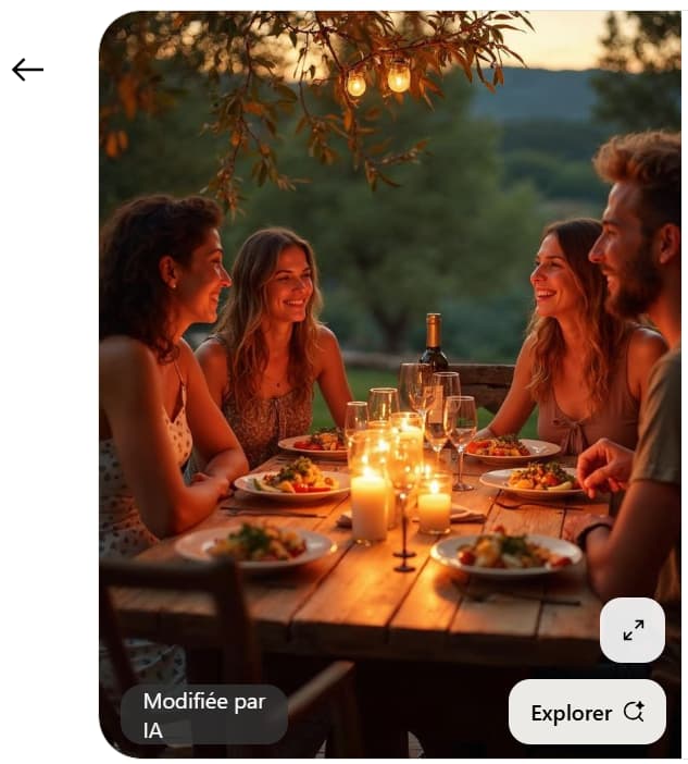 Label image modifiée par IA sur Pinterest
