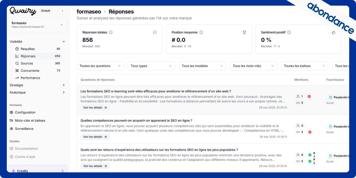 Génération de requêtes sur Qwairy