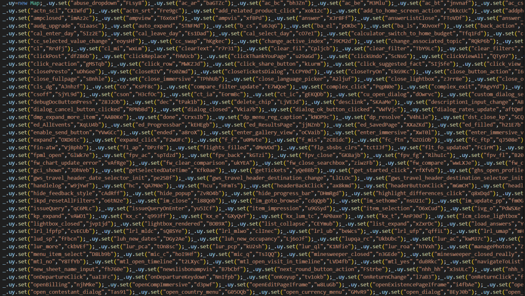 Les événements trackés par Google visibles dans un fichier JS