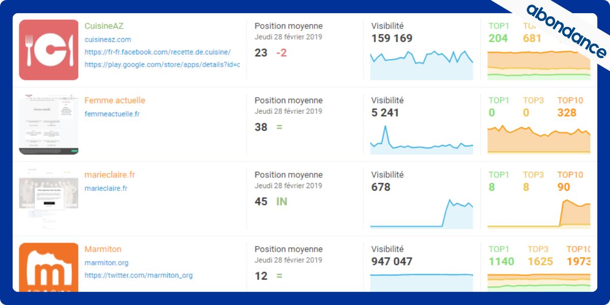Visuel de la fonctionnalité de suivi multi-sites sur Monitorank