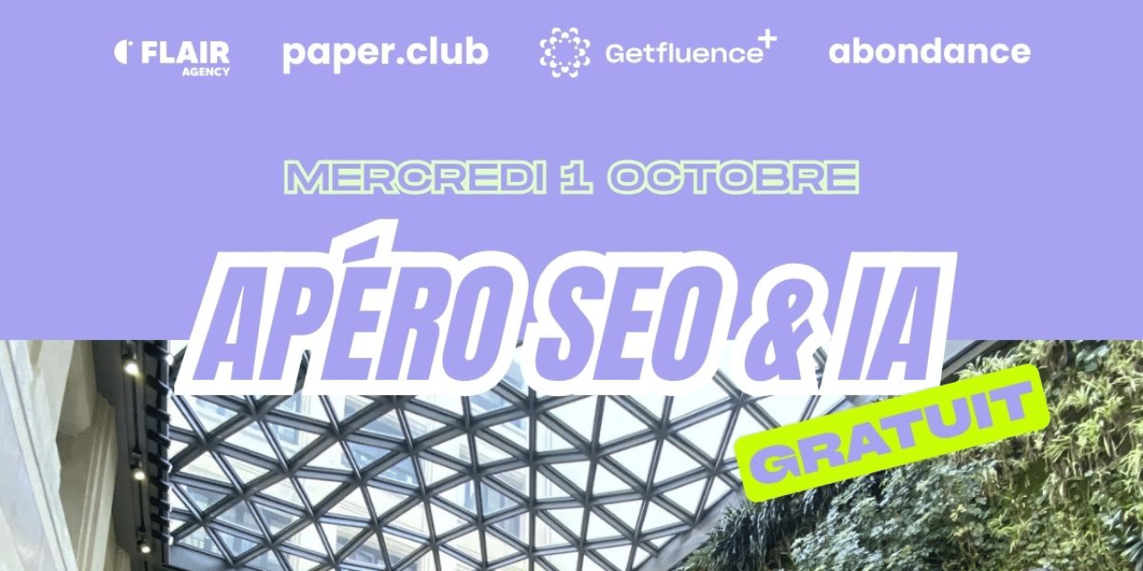 Apéro SEO & IA à Paris : rendez-vous le 1er octobre 2025 !