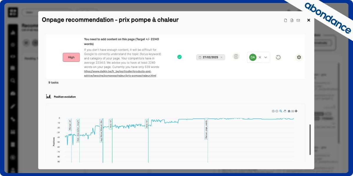 Tracking de l'impact des recommandations OnPage - Semactic Tracking de l'impact des recommandations OnPage - Semactic