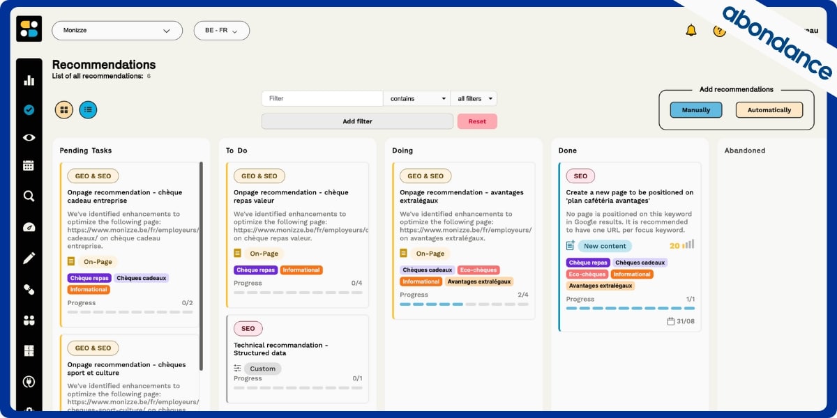 Semactic : première plateforme de SEO & GEO activation en Europe. Semactic : première plateforme de SEO & GEO activation en Europe.