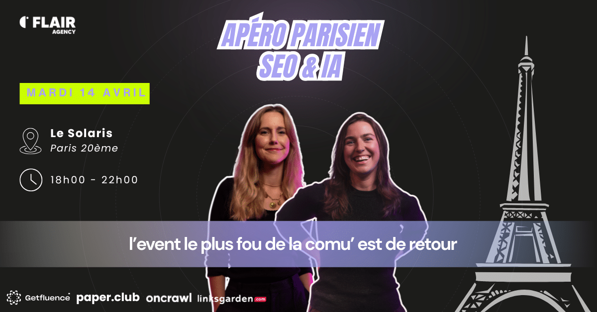 L&rsquo;Apéro Parisien SEO & IA est de retour le 14 avril 2026 !