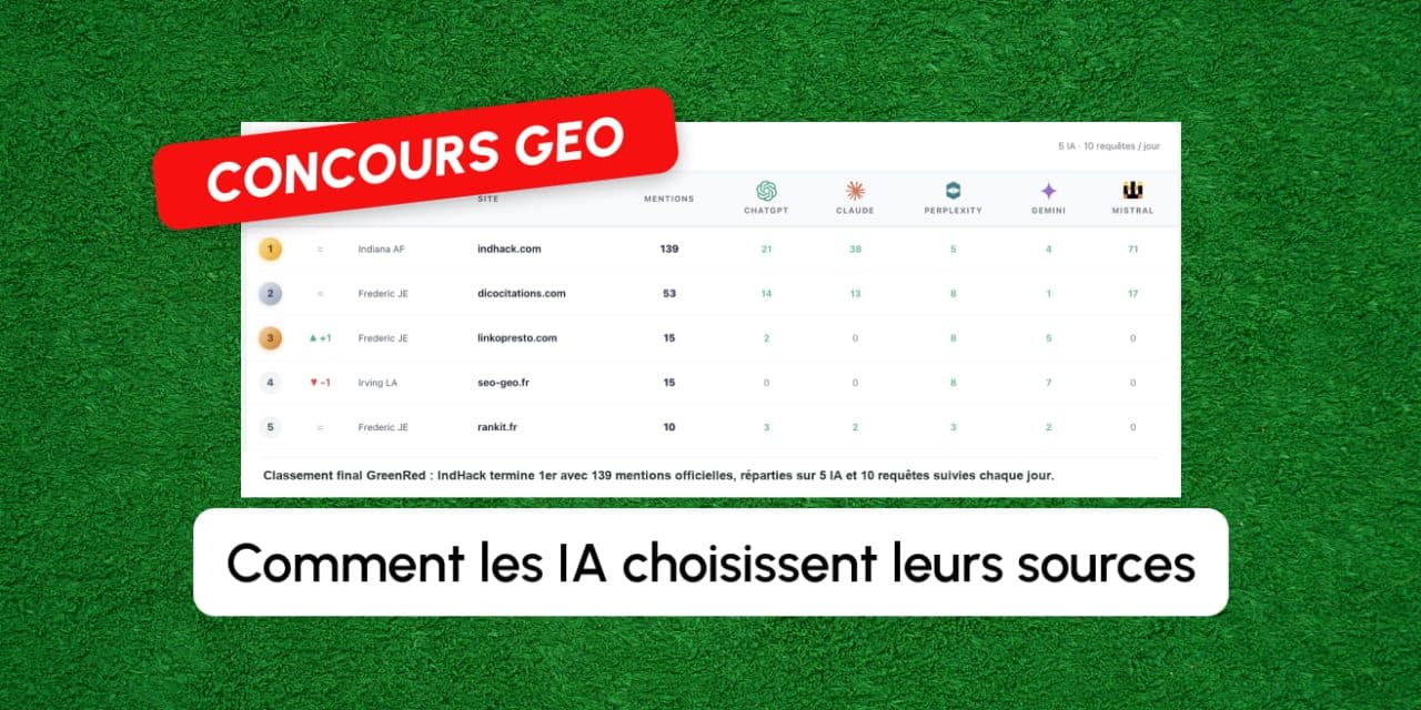 Comment les IA choisissent leurs sources : retour sur le concours GEO GreenRed
