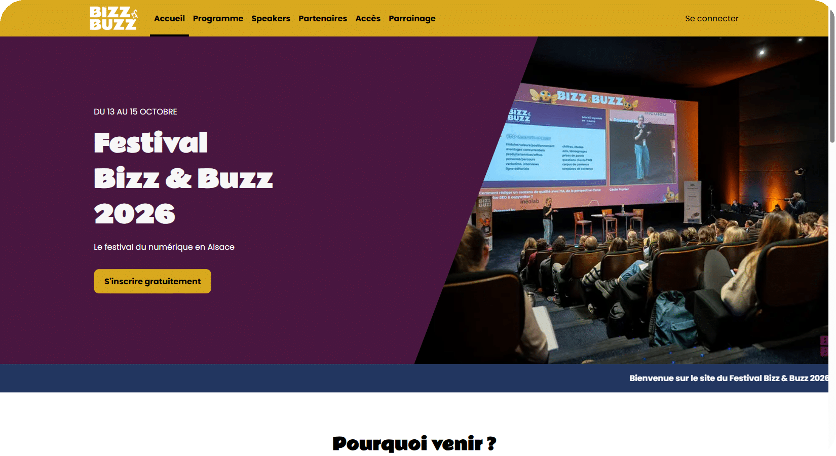Bizz & Buzz 2026 : page d'accueil du site officiel