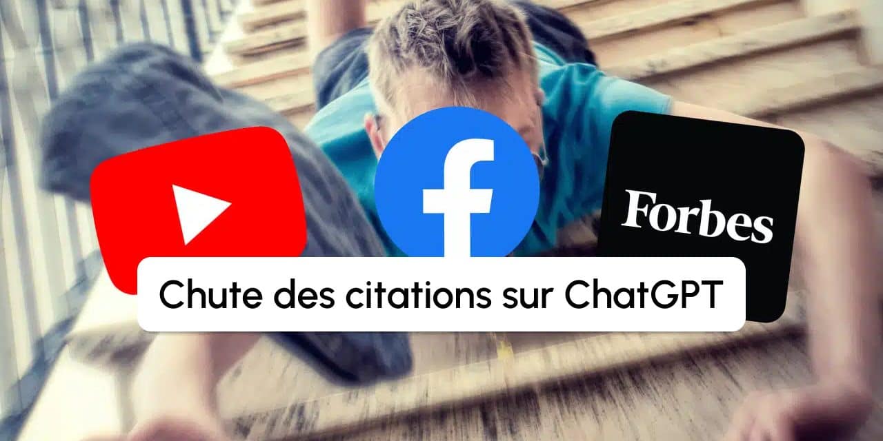 YouTube, Facebook, Wikipedia, Forbes : ChatGPT cite beaucoup moins ces domaines