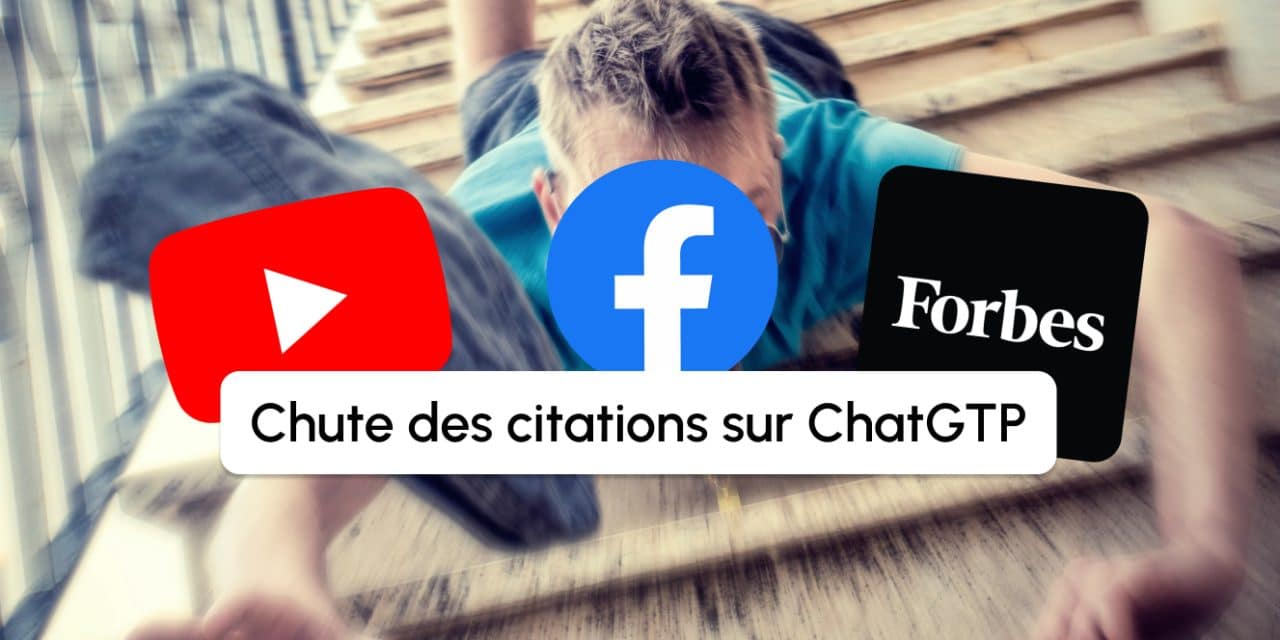 YouTube, Facebook, Wikipedia, Forbes : ChatGPT cite beaucoup moins ces domaines