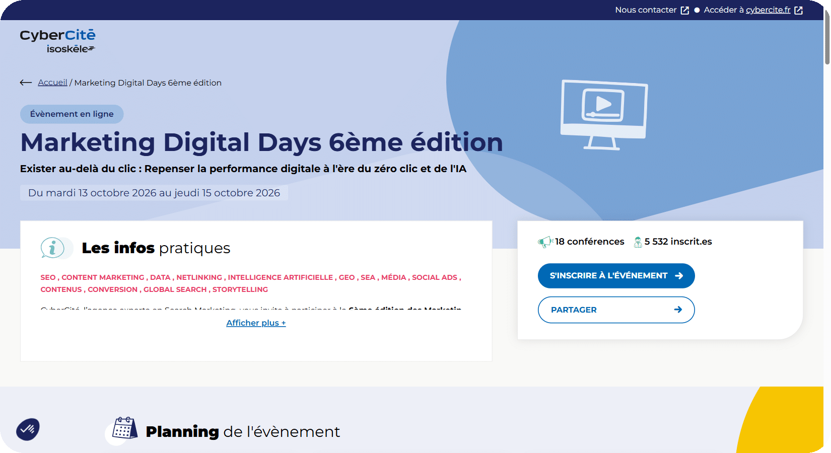 Marketing Digital Days 2026 : page d'accueil du site officiel