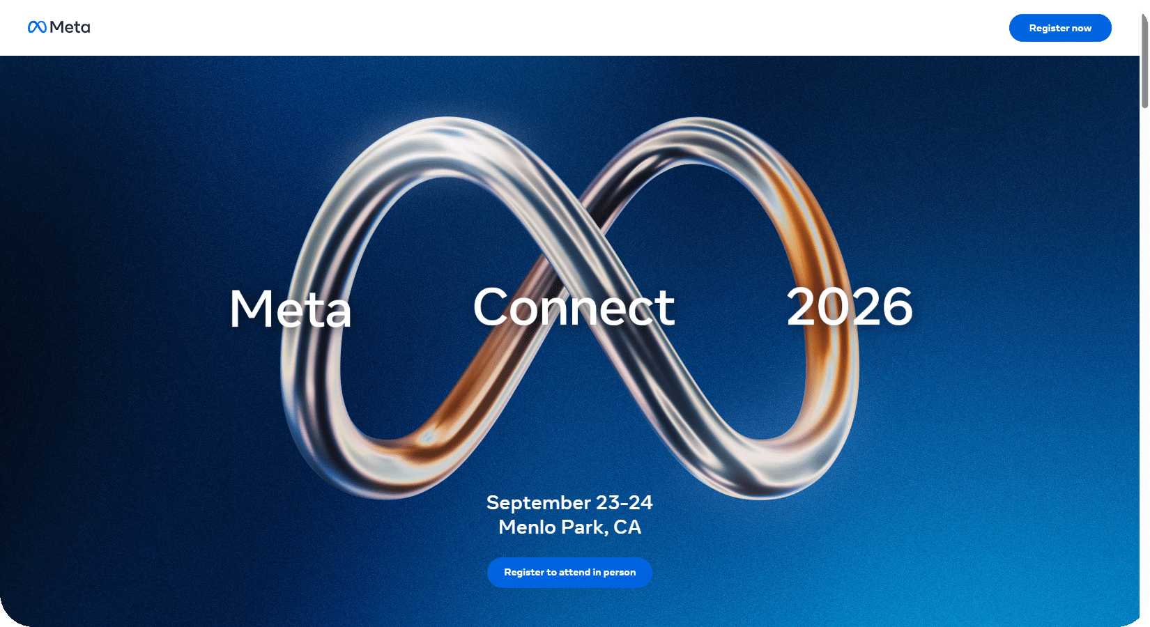 Meta Connect 2026 : page d'accueil du site officiel