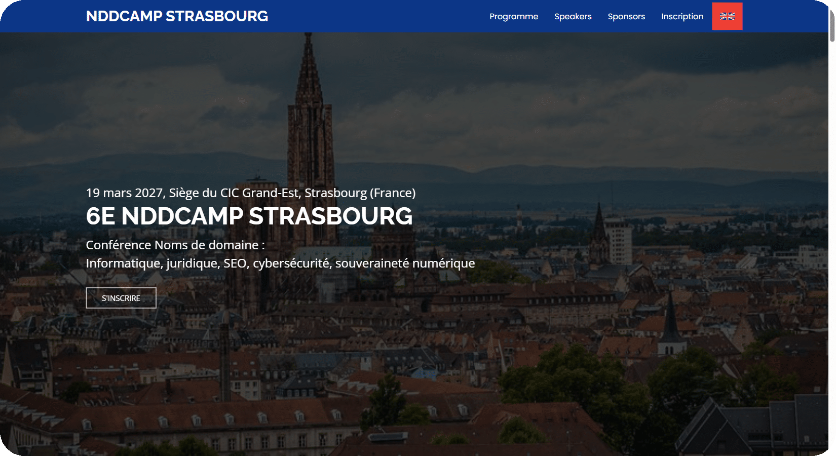 NDD Camp Strasbourg 2027 : page d'accueil du site officiel