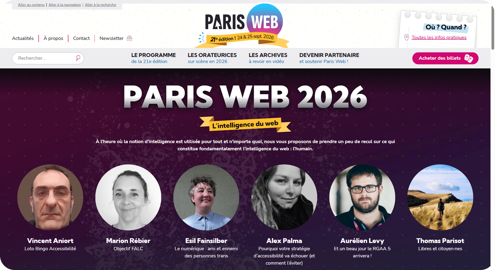 Paris Web 2026 : page d'accueil du site officiel