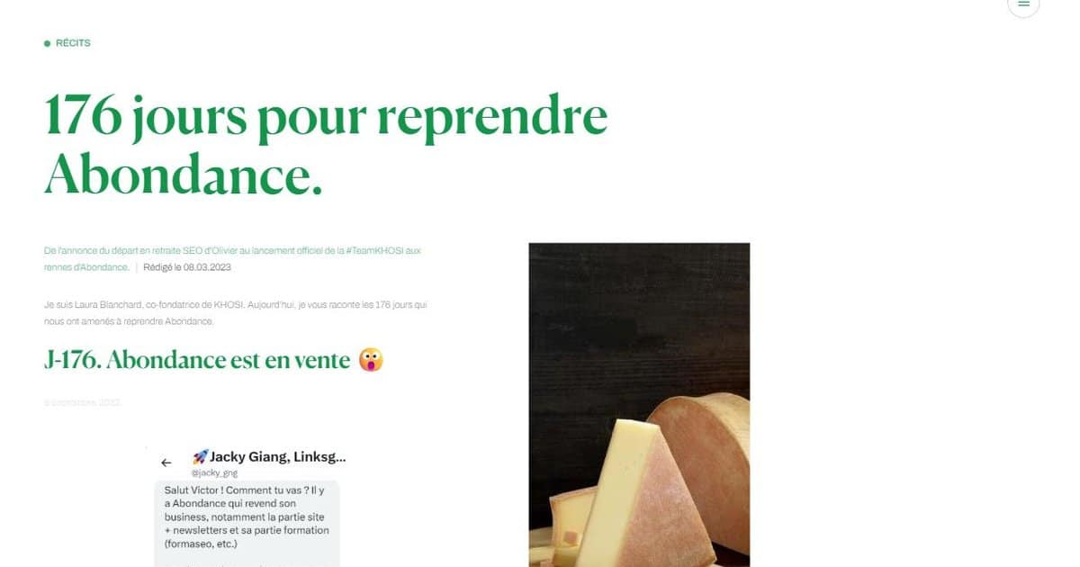 176 jours pour reprendre Abondance