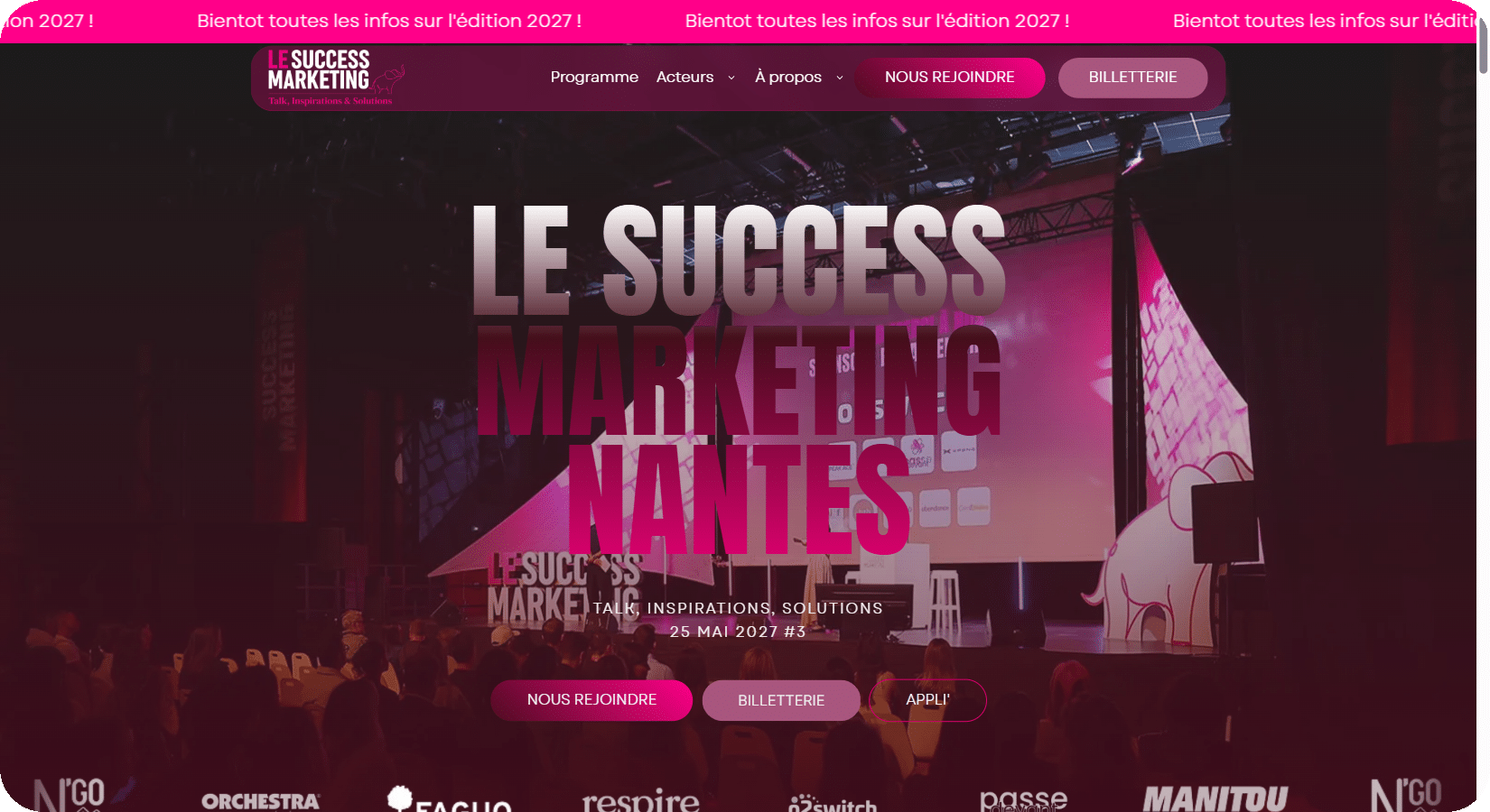 Success Marketing 2027 : page d'accueil du site officiel