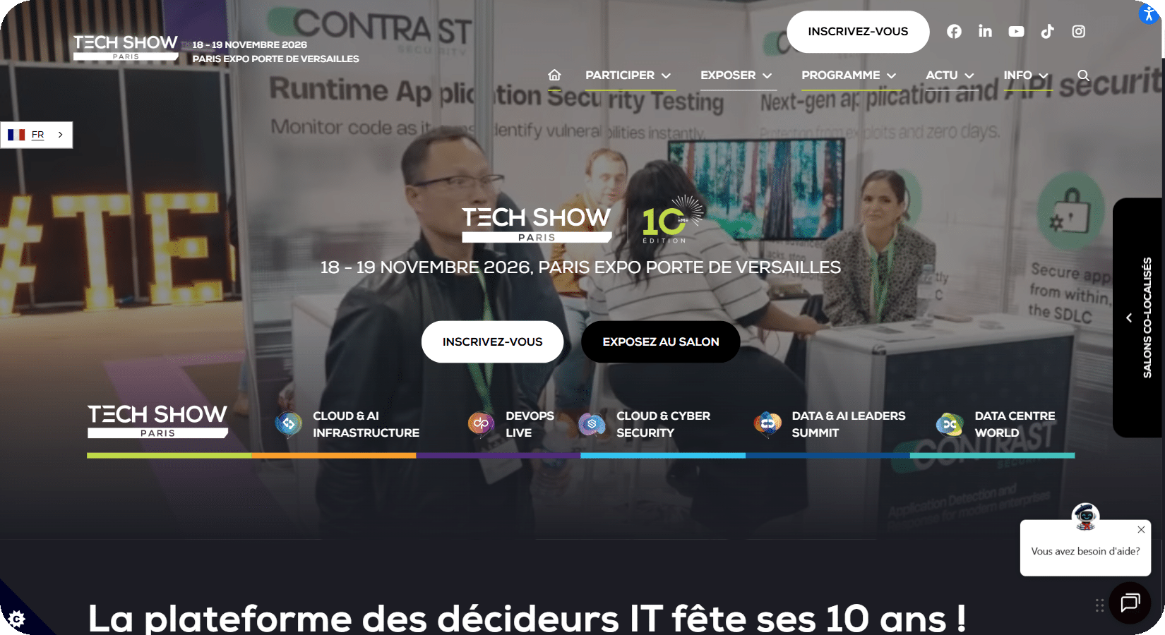 Tech Show Paris 2026 : page d'accueil du site officiel