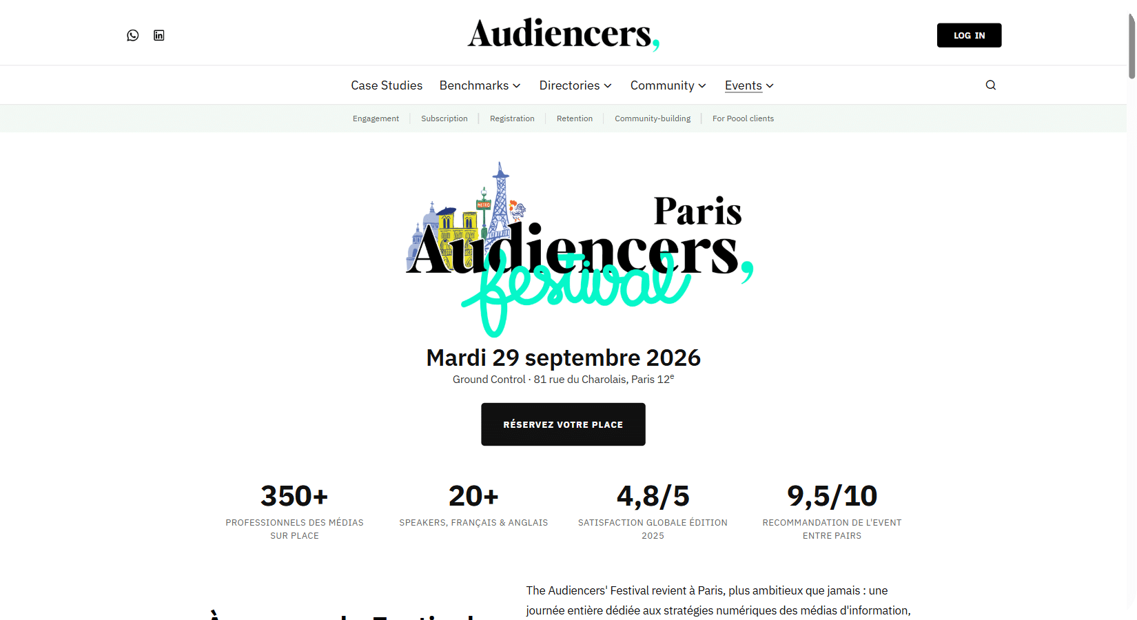 The Audiencers Festival Paris 2026 : page d'accueil du site officiel