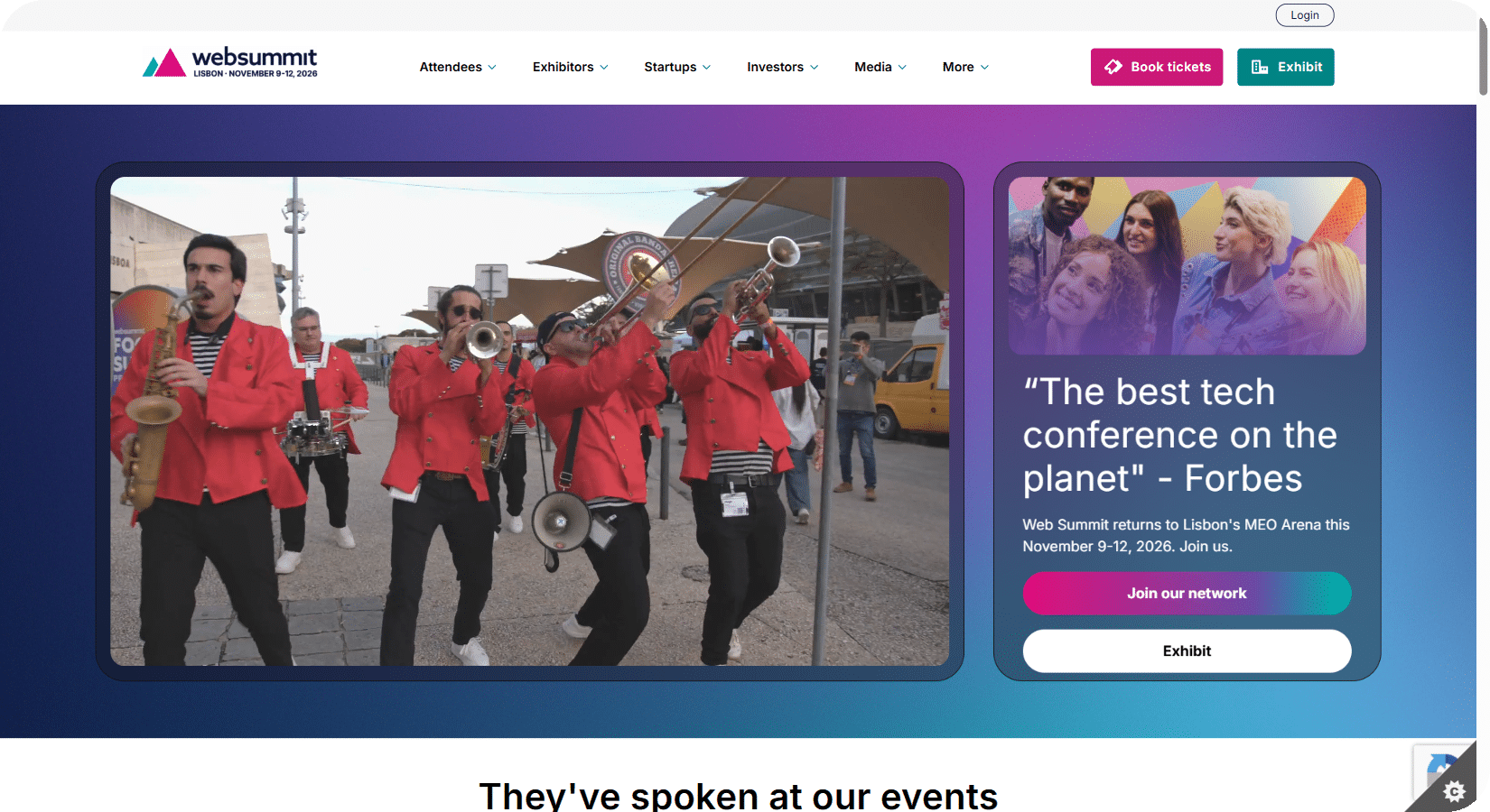 Web Summit 2026 : page d'accueil du site officiel