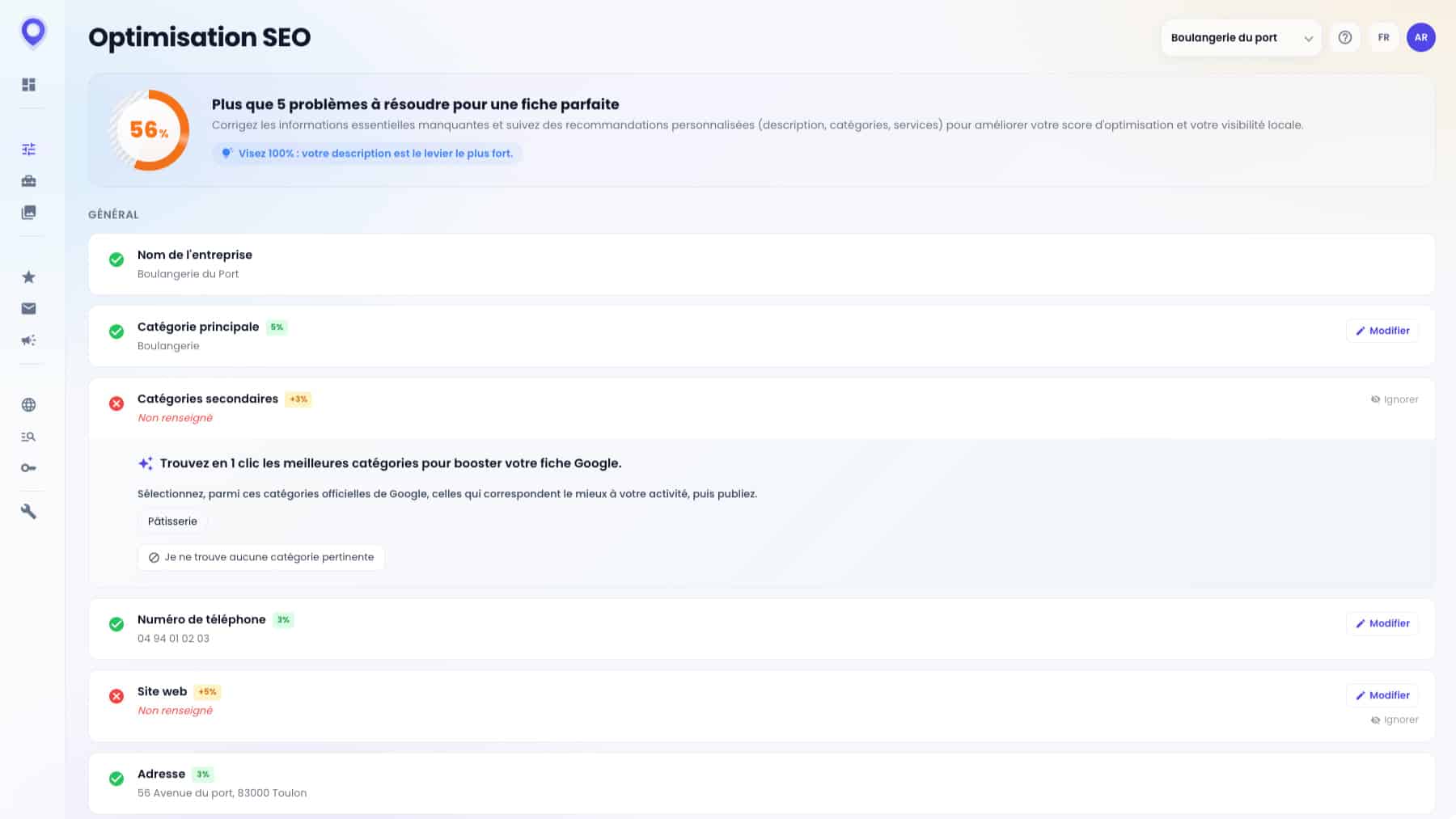 Audit et optimisation SEO d'une fiche Google - Leadmia
