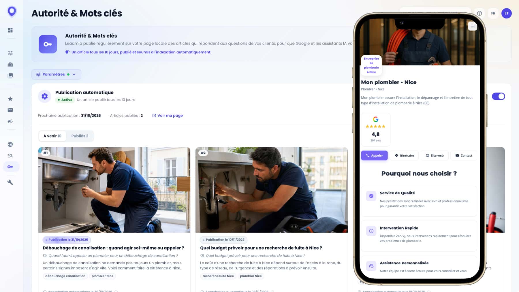 Page locale optimisée pour le SEO et le GEO - Leadmia