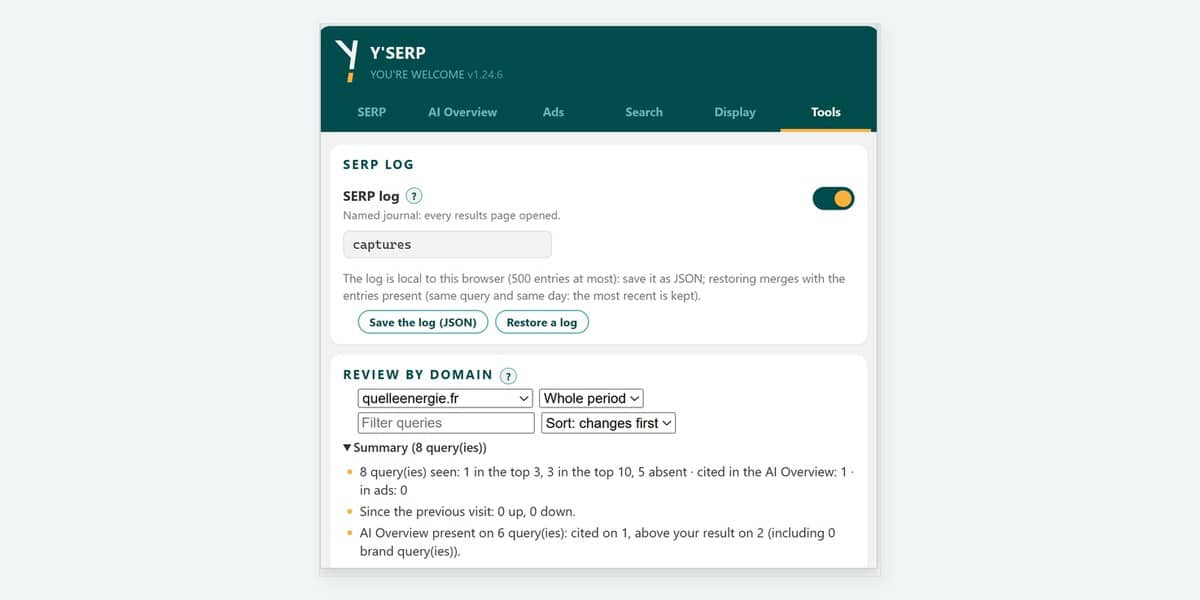 Journal des SERP - Y'SERP